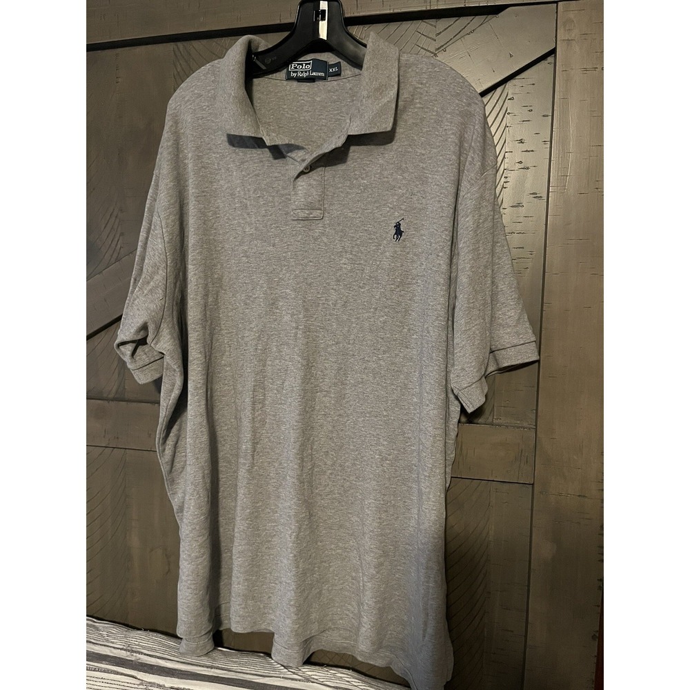 Men's Polo Ralph Lauren Collard Polo Shirt Short Sleeves Gray Size 2XLarge